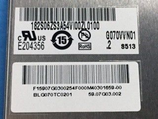 ম্যাট G070VVN01.2 600 cd/m2 7 ইঞ্চি 6/8 বিট উচ্চতা উজ্জ্বলতা এলসিডি প্যানেল