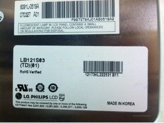 LB121S03-TD01 12.1 ইঞ্চি 800 ((আরজিবি) × 600 400 সিডি / মি 2 ফ্রিকোয়েন্সি 60Hz টিএফটি-এলসিডি, এলসিএম